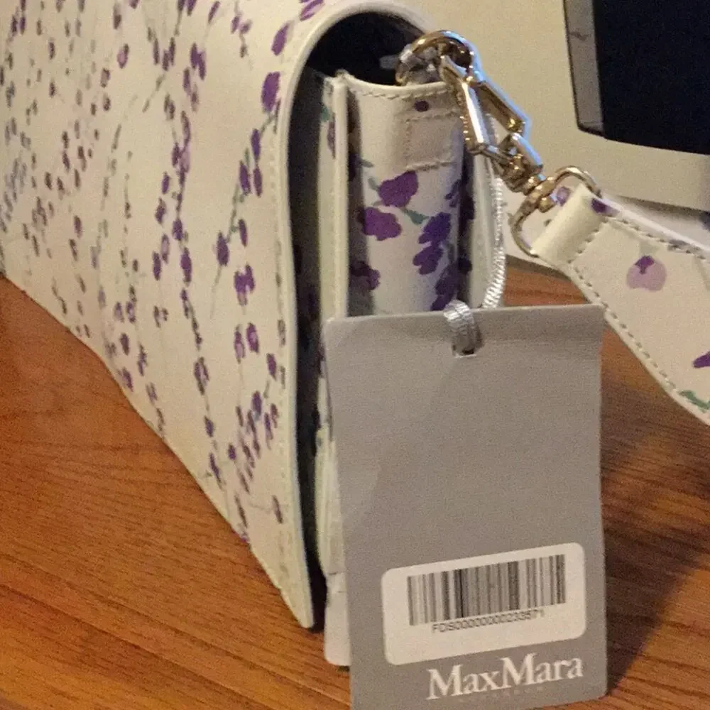 Authentic Max Mara Floral Print Leather Bag-Clutch - Picture 3 of 9
